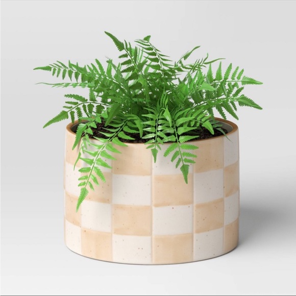 Checker Stoneware Indoor Outdoor Planter
Pot Ivory 5.88"x5.88" - Threshold™ - Picture 4 of 7